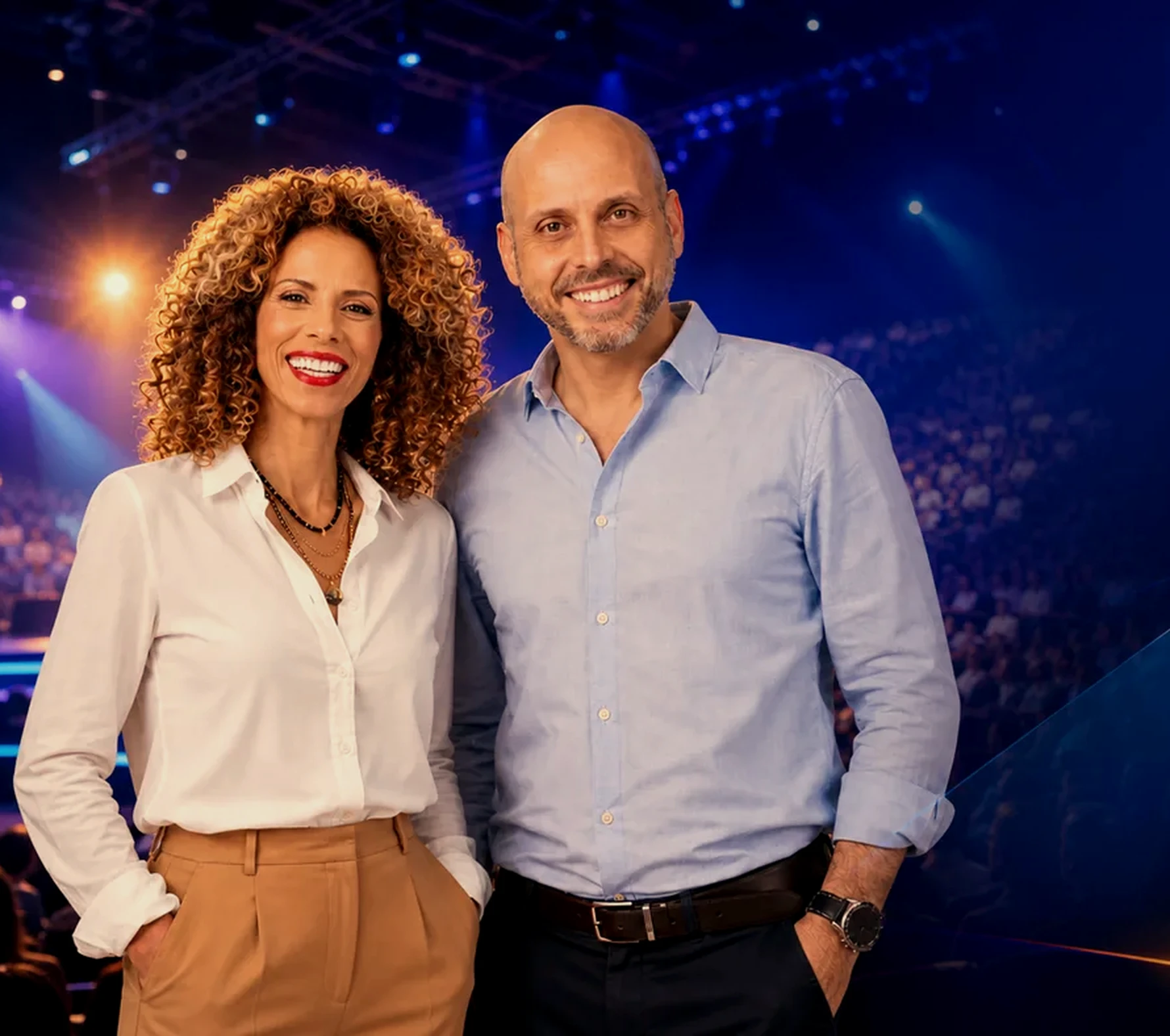 ד״ר אריה קגן ודקלה אפשטין על במת הכנס „מרעיון להרצאה - להוציא את המרצה שבך”
